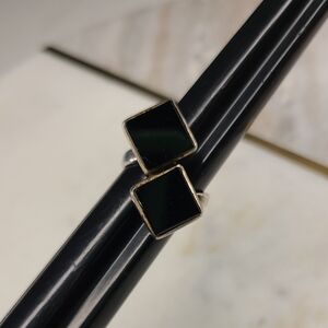 Elegant Sterling Silver and Onyx Square Ring